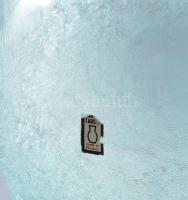 Berekfürdői türkizzöld kraklé üveg váza, címkével jelzett, hibátlan, m: 25,5 cm