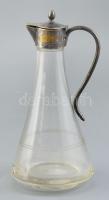 Ezüstözött réz karaffa fejrész, csiszolt üvegen. 26 cm
