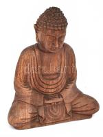 Sákjamuni Buddha. Faragott fa, kopással, m: 16 cm