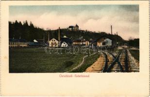 Steyr, Christkindl unterhimmel / pilgrami church, railway, from postcard booklet