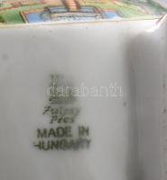 Kassai emlék. Zsolnay és Hollóházi jelzésekkel kulacs. Repedésvonallal, m: 10 cm