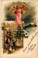 1900 Karácsonyi üdvözlet / Christmas greeting. litho (EK)