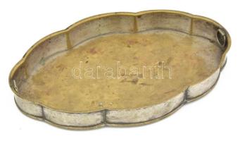 Ezüstözött réz tálca. Kopással Ick jelzéssel 35x24 cm XX. sz. eleje