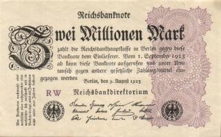 Német Birodalom / Weimari Köztársaság 1923. 2.000.000M (2x) "Hakensterne" vízjellel T:I