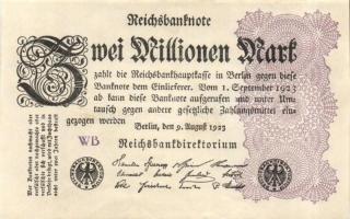 Német Birodalom / Weimari Köztársaság 1923. 2.000.000M (2x) "Hakensterne" vízjellel T:I