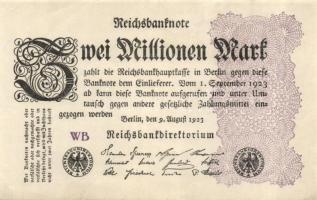 Német Birodalom / Weimari Köztársaság 1923. 2.000.000M (2x) "Gitter mit 8" vízjellel T:I-