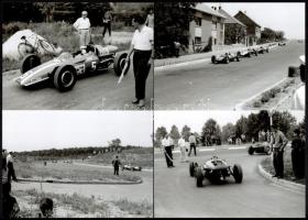 1969 Sopron Grand Prix fotói, 21 db fotó, 25 kocka negatív, valamint CD-rom melléklet a fotókkal, fotók: 12x18 cm, cca 3,5x4 cm.   Az 1969-ben nemzetközi formulautós versenyt rendeztek Sopronban, a magyar színeket egyedül Kiss Ferenc képviselte. A korban nagy eseménynek számító versenyre mintegy 15 ezren voltak kíváncsiak. A verseny győztese az akkor még csak 20 éves Niki Lauda (1949-2019) lett. A későbbi világbajnok élete első futamgyőzelmét aratta a versenyen.