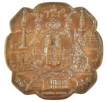 1972 Müncheni olimpia, plasztikus bronz fali dísztál, d: 16 cm