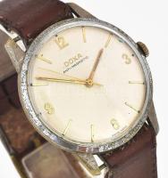 Doxa Anti-Magnetic férfi karóra, mechanikus, bőr szíjjal, működik, rakott indexekkel, számlap d: 30 mm