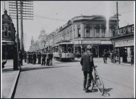 cca 1905 Az első villamos az ausztráliai Perth városában, 1 db modern nagyítás, jelzés nélkül, 15x21...