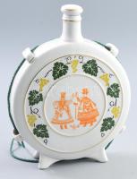 Hollóházi népi mintás kulacs. Matricás, jelzett, minimális kopással, m: 22 cm