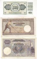 Szerbia / Német megszállás 1941. 100D + 1942. 500D + Jugoszlávia 1978. 500D T:F apró szakadás az egy...