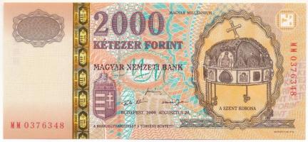 2000. 2000Ft "Millenium", "MM 0376348" T:UNC  Adamo F56A