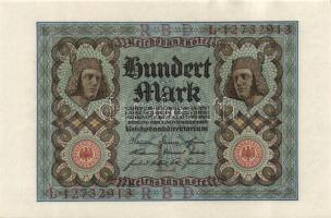 Német Birodalom / Weimari Köztársaság 1920. 100M (4x) nyolcjegyű, egymás utáni sorszámokkal T:I