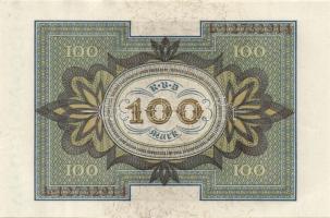 Német Birodalom / Weimari Köztársaság 1920. 100M (4x) nyolcjegyű, egymás utáni sorszámokkal T:I