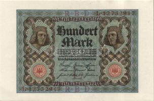 Német Birodalom / Weimari Köztársaság 1920. 100M (2x) nyolcjegyű, egymás utáni sorszámokkal T:I