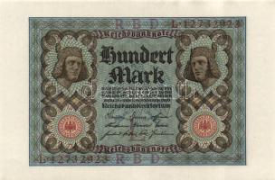 Német Birodalom / Weimari Köztársaság 1920. 100M (5x) nyolcjegyű, egymás utáni sorszámokkal T:I