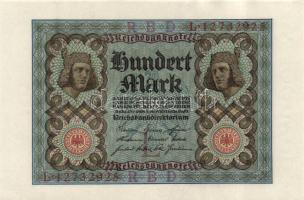 Német Birodalom / Weimari Köztársaság 1920. 100M (3x) nyolcjegyű, egymás utáni sorszámokkal T:I