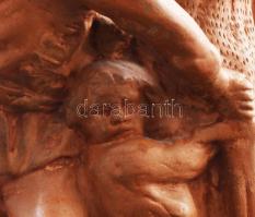 Kisfaludy Strobl Zsigmond (1884-1975): Trianon szoborcsoport alakjai - Észak. Engóbozott kerámia, sé...