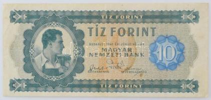 1946. 10Ft A 085 001006 T:F szép, erős papír, apró foltok / Hungary 1946. 10 Forint A 085 001006 C:F fine, strong paper with small spots Adamo F1, Krause P#159