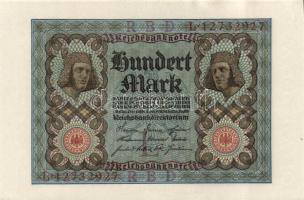 Német Birodalom / Weimari Köztársaság 1920. 100M (3x) nyolcjegyű, egymás utáni sorszámokkal T:I