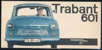 1964 Trabant 601, színes képekkel illusztrált, magyar nyelvű ismertető prospektus, kihajtva: 28,5x20 cm