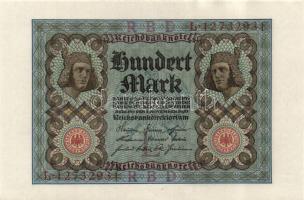 Német Birodalom / Weimari Köztársaság 1920. 100M (2x) nyolcjegyű, egymás utáni sorszámokkal T:I