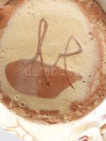 Verőcei iparművész pajzán alakos kerámia kancsó, feliratos, jelzett, kopással, m: 23 cm