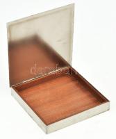 Iparművész fém doboz, fa betéttel, jelzés nélkül, 15x15 cm