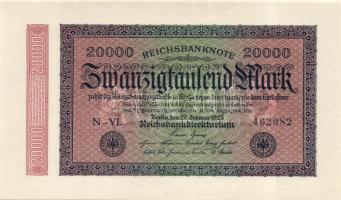 Német Birodalom / Weimari Köztársaság 1923. 20.000M (2x) "Ringe" vízjellel T:I