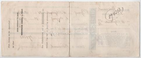 Körmend 1882. "Assicurazioni Generali in Triest" kitöltött, német nyelvű váltója, magyar f...