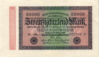 Német Birodalom / Weimari Köztársaság 1923. 20.000M (2x) "Gitter mit 8" vízjellel T:I-