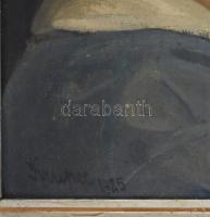 Krupec jelzéssel (Viktor Krupec?): Lány portré, 1925. Olaj, karton, javított. Dekoratív, sérült fake...