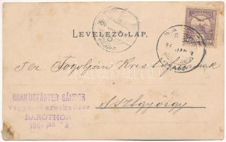 1901 Barót, Baraolt; Római katolikus templom, Polgári iskola, takarékpénztár, piac, Werner Rudolf üz...