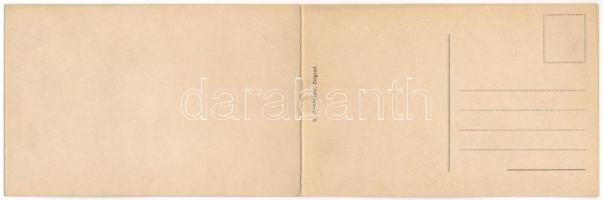 Beograd, Belgrad; general view, railway station, trains, 2-tiled folding panoramacard