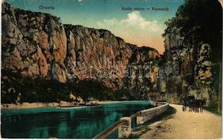 1917 Orsova, Kazán-szoros részlet. Vasúti levelezőlapárúsítás 19. sz.-1916 / Kasanpartie / gorge (EM)