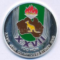 Észak-Korea 1997. 100W Ag "Sydney-i Olimpia 2000 - Olimpiai láng a kenguru felett" multicolor festett T:PP North Korea 1997. 100 Won Ag "Sydney Olympics 2000 - Olympic Flame above of Kangaroo" multicolor painted C:PP  Krause KM# 449