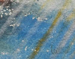 Csák Máté (1938-2017): Színes esernyők. Akvarell, papír, jelezve jobbra lent. Üvegezett fakeretben, ...