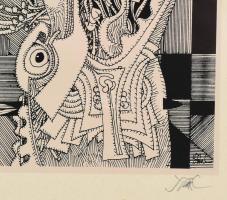 Szász Endre (1926-2003): Prométeusz. Szitanyomat, papír, jelzett, számozott (56/100). Üvegezett kere...