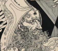 Szász Endre (1926-2003): Prométeusz. Szitanyomat, papír, jelzett, számozott (56/100). Üvegezett kere...