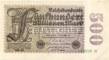 Német Birodalom / Weimari Köztársaság 1923. 500.000.000M (2x) céges nyomat "Sterne mit einem S ...