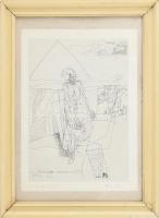 Würtz Ádám (1927-1994): József Attila. Szitanyomat, papír, jelzett 30x22 cm Üvegezett keretben