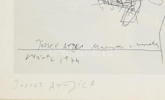 Würtz Ádám (1927-1994): József Attila. Szitanyomat, papír, jelzett 30x22 cm Üvegezett keretben