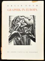 Tóth Ervin: Graphik in Europa. [Európai grafika.] Bp., 1943, Dr. Vajna és Bokor, (Globus-ny.), 188 p. Német nyelven. A borítón Molnár C. Pál fametszete, az elülső kötéstáblán Mata János fametszete, a címlapon Szabó Vladimir rajza látható. Színes és fekete-fehér illusztrációkkal gazdagon illusztrált. (115. oldaltól képtáblák.) Kiadói félvászon-kötés, kiadói illusztrált papír kissé sérült védőborítóban, kiadói kartontokban, jó állapotban.