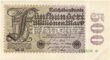 Német Birodalom / Weimari Köztársaság 1923. 500.000.000M (3x) céges nyomat "Sterne mit einem S ...