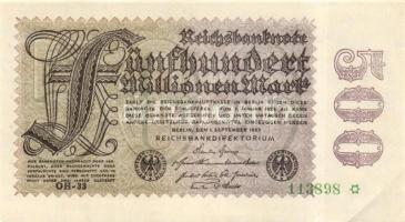 Német Birodalom / Weimari Köztársaság 1923. 500.000.000M (3x) céges nyomat "Sterne mit einem S ...