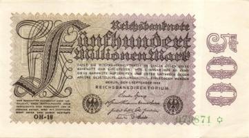 Német Birodalom / Weimari Köztársaság 1923. 500.000.000M (2x) céges nyomat Hakensterne vízjellel, egymás utáni sorszámokkal T:I- (enyhe sarokhajlás)