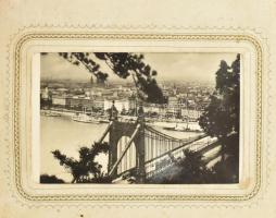 Régi fotóalbum vizitkártyák számára Réz veretes egészbőr kötésben, kissé sérült, benne 20 db sokszor...