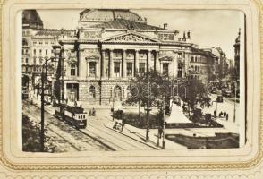 Régi fotóalbum vizitkártyák számára Réz veretes egészbőr kötésben, kissé sérült, benne 20 db sokszor...