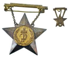 1949. "Magyar Élmunkás" részben aranyozott, fém kitüntetés miniatűrrel, hátoldalán "9291" sorszámmal, "M.A.P." gyártói jelzéssel, műanyag tokban T:AU patina